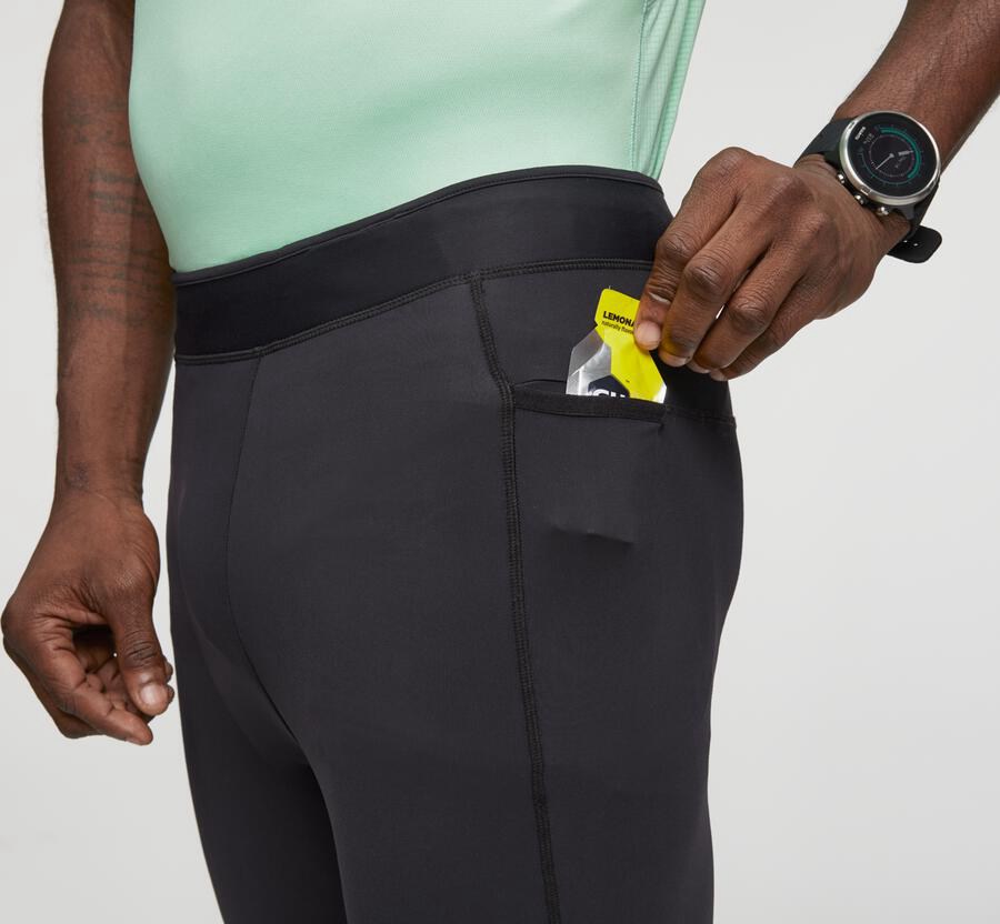 Hoka One One Mens Pants - Performance Full Length Tight - Black - EHYZ31749